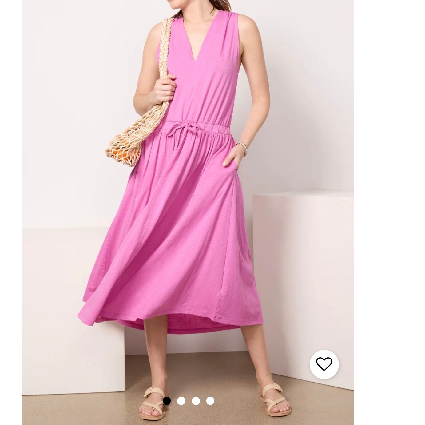 Nation Ltd Pink Pima Cotton Midi Dress Sleeveless Casual Dress Size S